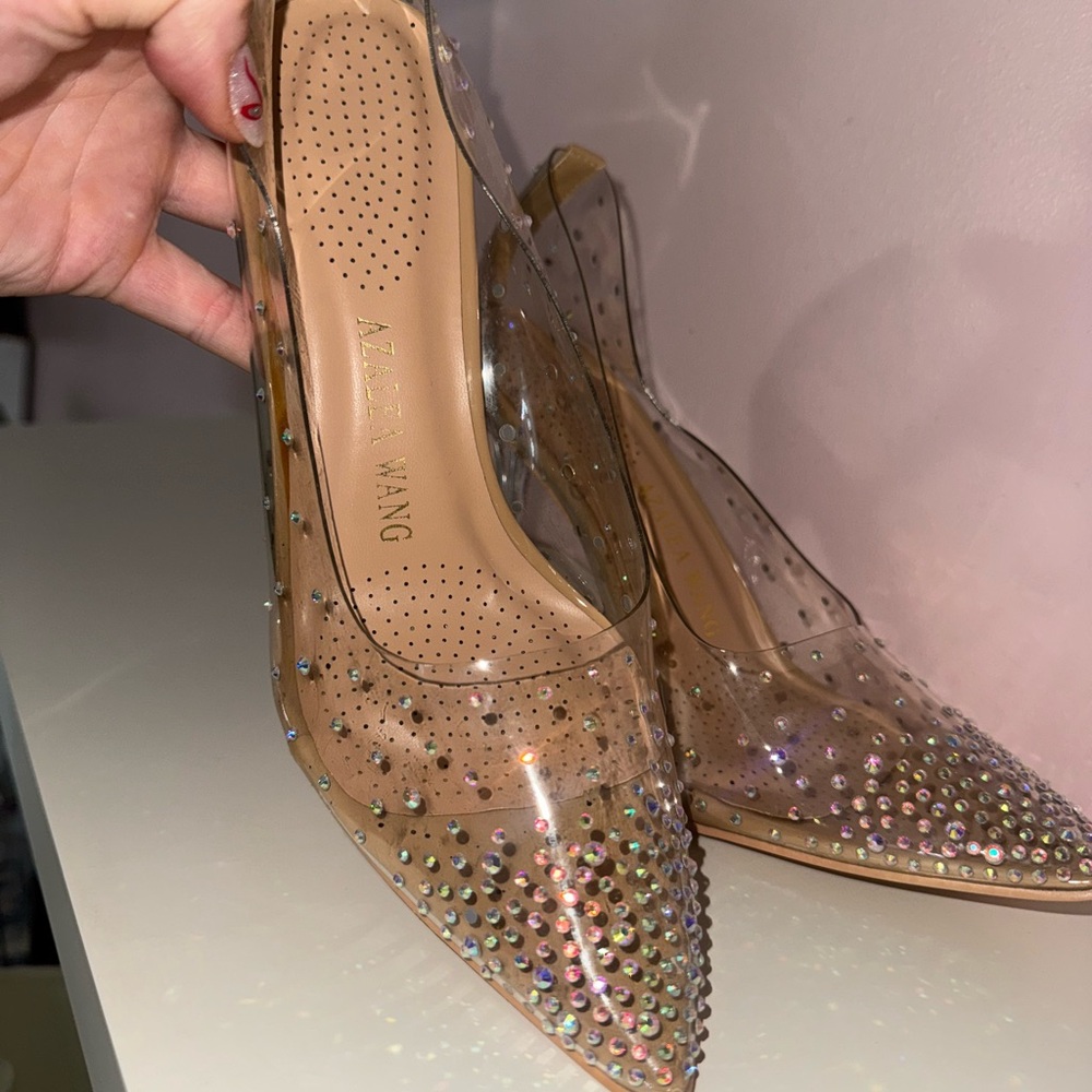 AZALEA WANG Clear Rhinestone Heels